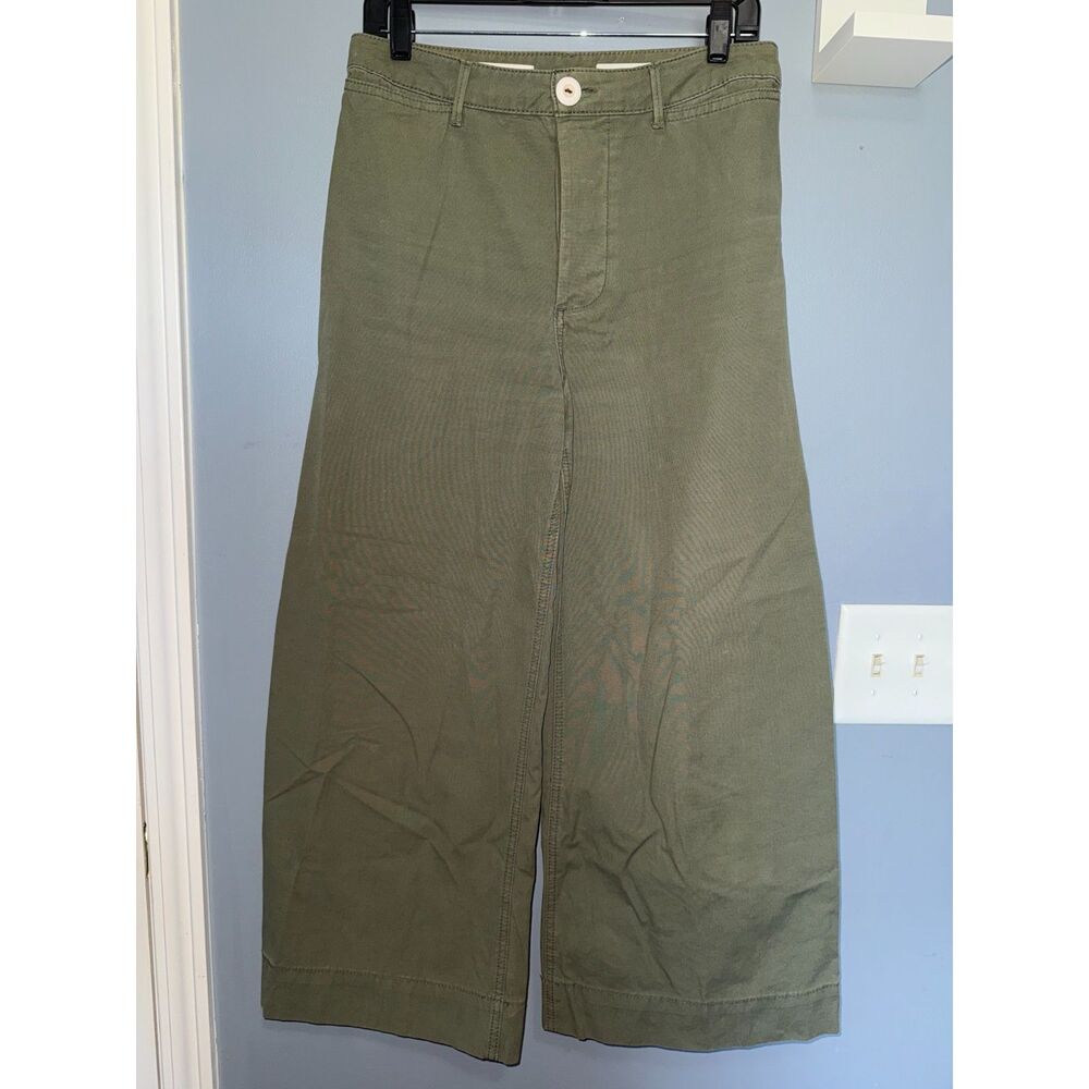 Pilcro · Anthropologie Green Wide Leg High Rise Button-Fly Pants | Size 27